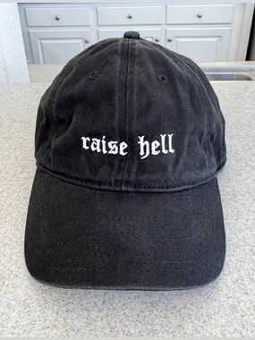 424 Brand Black "raise hell" Embroidered Baseball Cap
